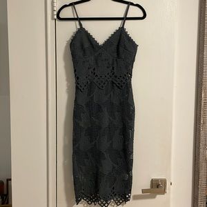 AQUA Lace Overlay Midi Dress